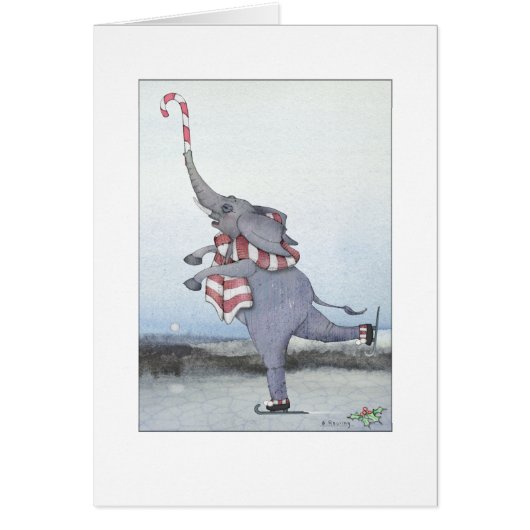 クリスマスキャンディーケインスケートで滑るゾウ (正面)