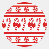 クリスマスキャンディーケインストライプズ ラウンドシール (正面)