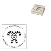 クリスマスキャンディーケインモノグラムの差出人住所 ラバースタンプ (押印)