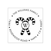 クリスマスキャンディーケインモノグラムの差出人住所 ラバースタンプ (インプリント)