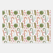 クリスマスキャンディーケイン、ベリーとスイーツ ラッピングペーパーシート (正面3)