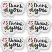 クリスマスキャンディーケーンありがとうステッカー シール (正面)
