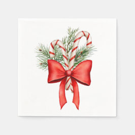 クリスマスキャンディーケーンウィンターカクテルナプキン スタンダードカクテルナプキン