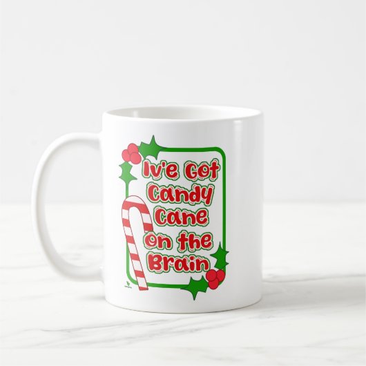 クリスマスキャンディーケーンオンブレインホリデージョイ コーヒーマグカップ (左)