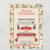 クリスマスキャンディーケーンサンタのナイスリスト シーズンカード (正面/裏面)