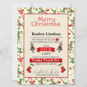 クリスマスキャンディーケーンサンタのナイスリスト シーズンカード (正面)