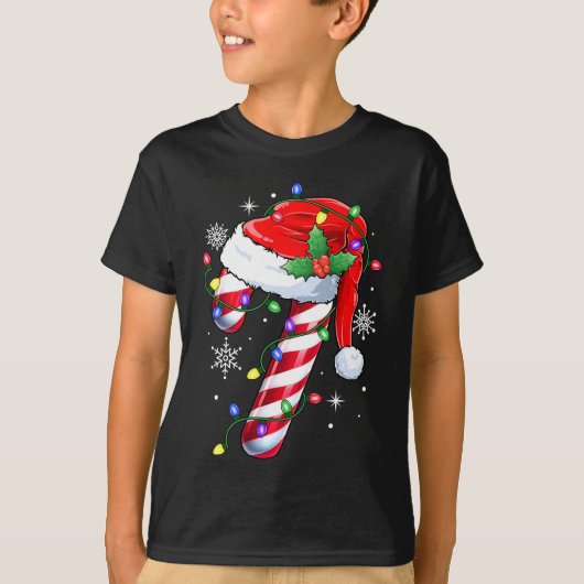 クリスマスキャンディーケーンサンタクリスマス Tシャツ (正面)
