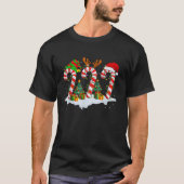 クリスマスキャンディーケーンサンタUSA国旗のクリスマスキッズウォーム Tシャツ (正面)