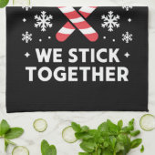 クリスマスキャンディーケーンハート私たちは一緒に貼る キッチンタオル (折り畳み)