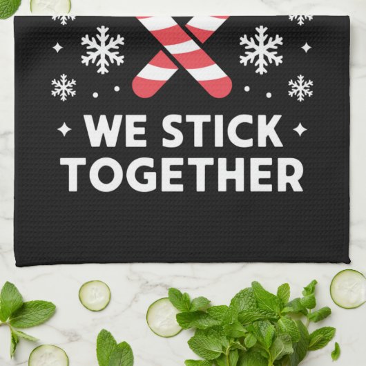 クリスマスキャンディーケーンハート私たちは一緒に貼る キッチンタオル (折り畳み)