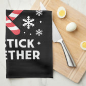 クリスマスキャンディーケーンハート私たちは一緒に貼る キッチンタオル (四つ折り)