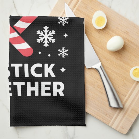 クリスマスキャンディーケーンハート私たちは一緒に貼る キッチンタオル (四つ折り)