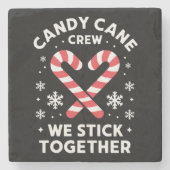 クリスマスキャンディーケーンハート私たちは一緒に貼る ストーンコースター (正面)