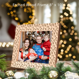 クリスマスキャンディーケーンパターン10x8 レーザー彫刻フレーム