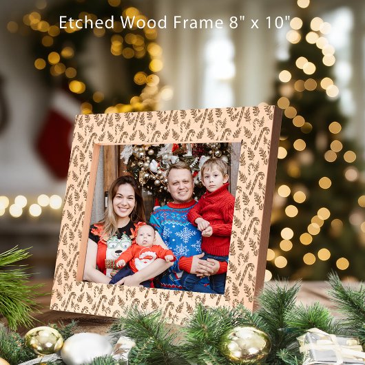 クリスマスキャンディーケーンパターン10x8 レーザー彫刻フレーム