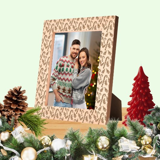 クリスマスキャンディーケーンパターン8x10 レーザー彫刻フレーム