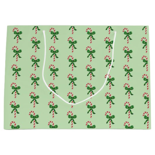 クリスマスキャンディーケーンパターン ラージペーパーバッグ (正面)