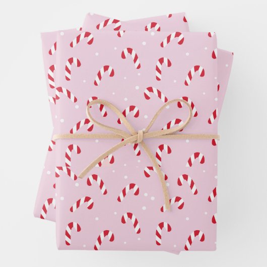 クリスマスキャンディーケーンピンク ラッピングペーパーシート (インサイチュ)