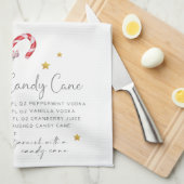 クリスマスキャンディーケーンマルティーニレシピ水彩色 キッチンタオル (四つ折り)