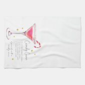 クリスマスキャンディーケーンマルティーニレシピ水彩色 キッチンタオル (横)