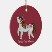 クリスマスキャンディーケーンユニコーン セラミックオーナメント (右)