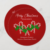 クリスマスキャンディーケーン 招待状 (正面/裏面)