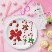 クリスマスキャンディーサトウキビ ペーパープレート (パーティー)