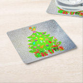 クリスマスキャンディーツリー スクエアペーパーコースター (アングル)