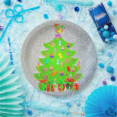 クリスマスキャンディーツリー ペーパープレート (パーティー)