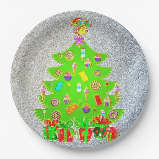 クリスマスキャンディーツリー ペーパープレート (正面)