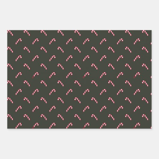 クリスマスキャンディー暗い松の木が緑かわいい ラッピングペーパーシート (正面3)