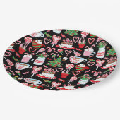 クリスマスキャンディー甘いお菓子の柄 ペーパープレート (アングル)