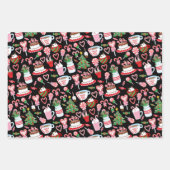 クリスマスキャンディー甘いお菓子の柄 ラッピングペーパーシート (正面)
