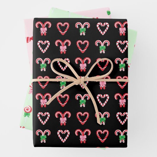 クリスマスキャンディー甘いお菓子の柄 ラッピングペーパーシート (インサイチュ)