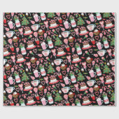 クリスマスキャンディー甘いお菓子の柄 ラッピングペーパー (フラット)