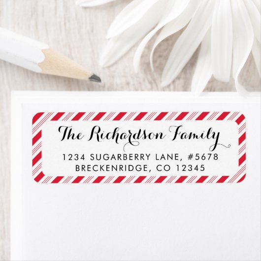 クリスマスキャンディー甘しょ赤いストライプパターンホリデイ ラベル (インサイチュ)