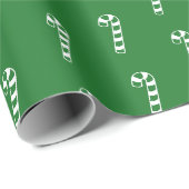 クリスマスキャンディー緑色の白い柄のおもしろいかわいい ラッピングペーパー (ロールコーナー)