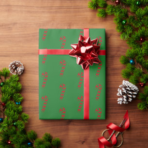 クリスマスキャンディー緑色の赤いパターンおもしろいかわいい ラッピングペーパー