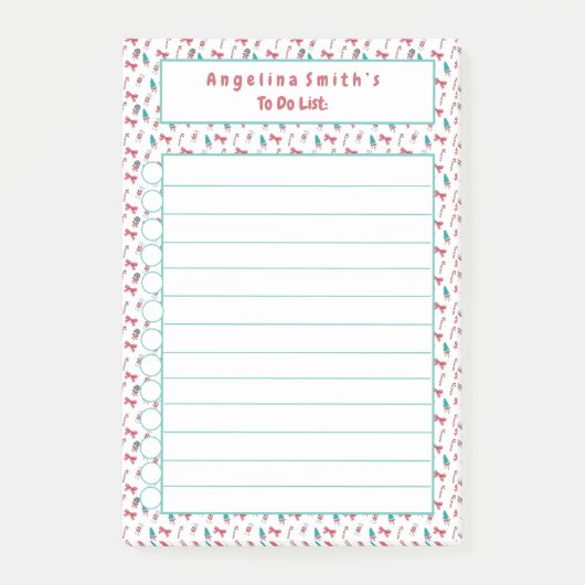 クリスマスキャンディー·パーソナライズされたトゥ·ド·リスト ポストイット (正面)