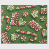 クリスマスキャンディ光沢ラッピング紙 ラッピングペーパー (フラット)