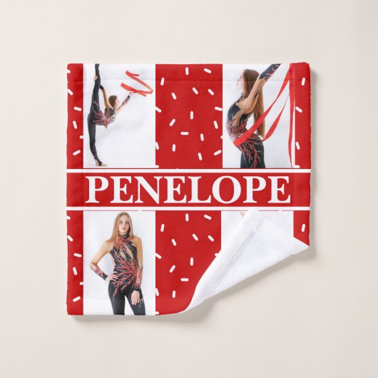 クリスマスキャンディ振りかける4フォトコラージュ ウォッシュタオル (ウォッシュタオル)