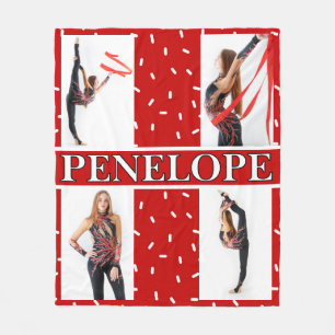 クリスマスキャンディ振りかける4フォトコラージュ フリースブランケット