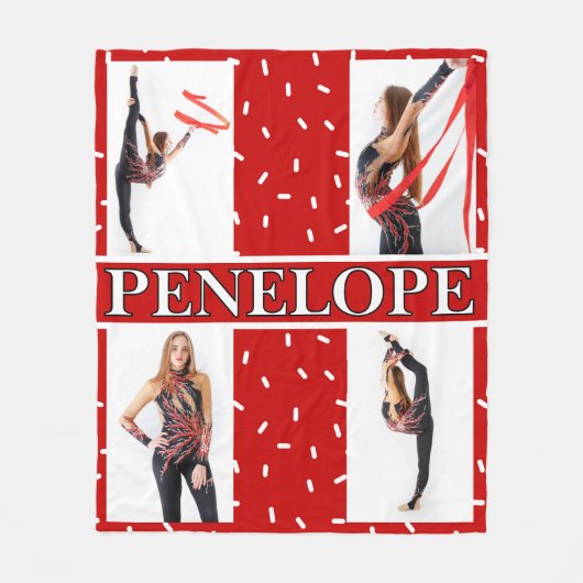 クリスマスキャンディ振りかける4フォトコラージュ フリースブランケット (正面)