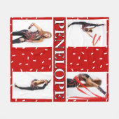 クリスマスキャンディ振りかける4フォトコラージュ フリースブランケット (正面(横))