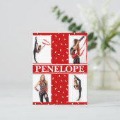 クリスマスキャンディ振りかける4フォトコラージュ ポストカード (スタンド正面)