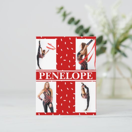 クリスマスキャンディ振りかける4フォトコラージュ ポストカード (スタンド正面)