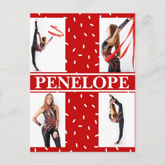 クリスマスキャンディ振りかける4フォトコラージュ ポストカード (正面)