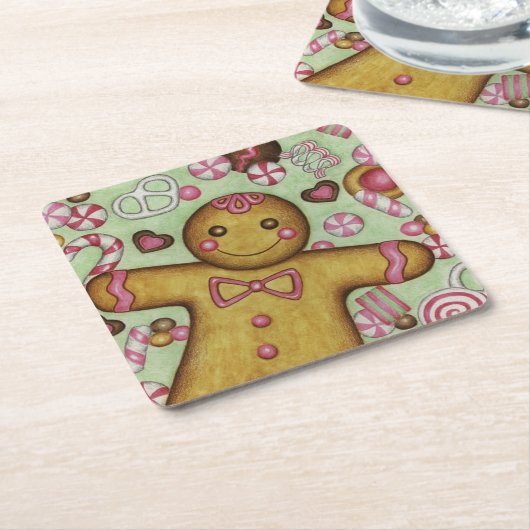 クリスマスキャンディ紙コースター スクエアペーパーコースター (アングル)