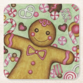 クリスマスキャンディ紙コースター スクエアペーパーコースター (正面)