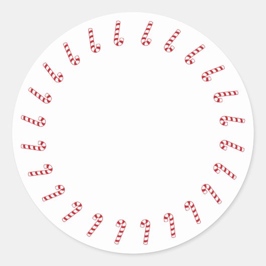 クリスマスキャンディ縁どーケーン赤空白の白い ラウンドシール (正面)